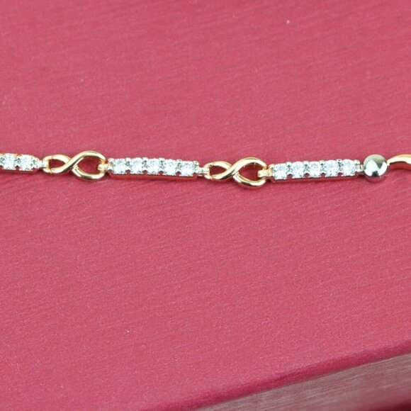 "Elegant Infinity Link Rose Gold & Silver Bracelet with Crystals, XPBL0849 - Picture 9 of 12